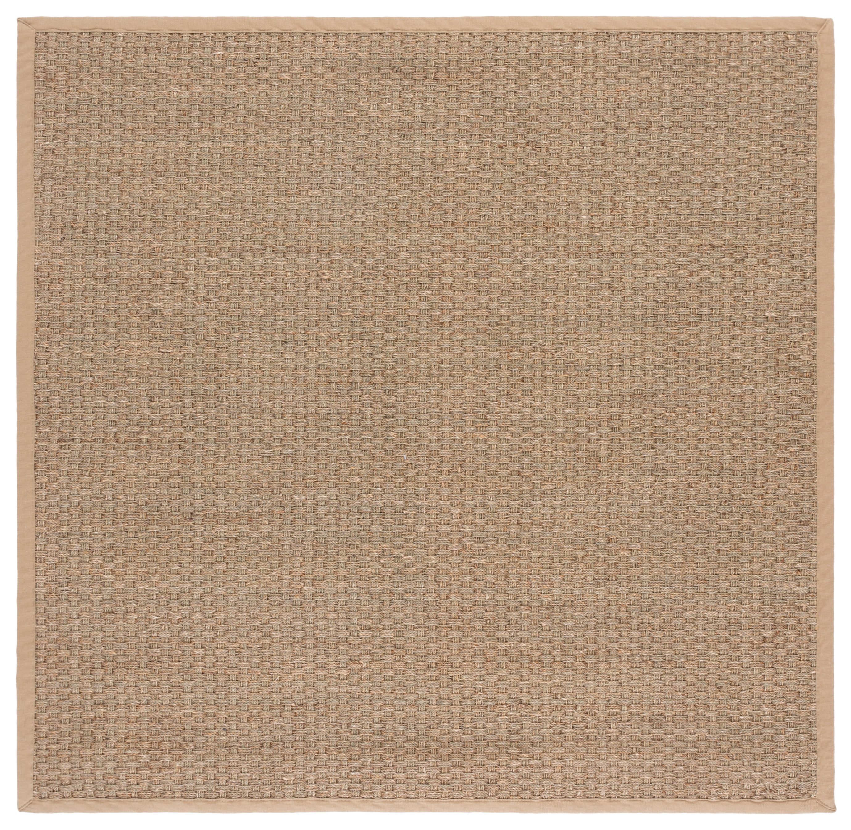 SAFAVIEH Natural Fiber Arbor Bordered Area Rug, Natural/Beige, 7' x 7' Square - Coastal Design, Natural & Beige, Seagrass, Ideal for Entryway, Kitchen, Living Room, Office