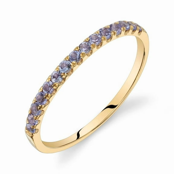 Tanzanite Round Half Eternity Band, Tanzanite Statement Band ring, Bridal Wedding Matching Band, Dainty Anniversary Band gifts for her