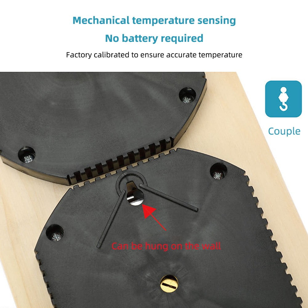 Pine Wood Sauna Thermometer Hygrometer 2 in 1 Wall Mounted Temperature Humidity Meter With Metal Construction For Steam Room Indoor 0-120℃ Measurement Range