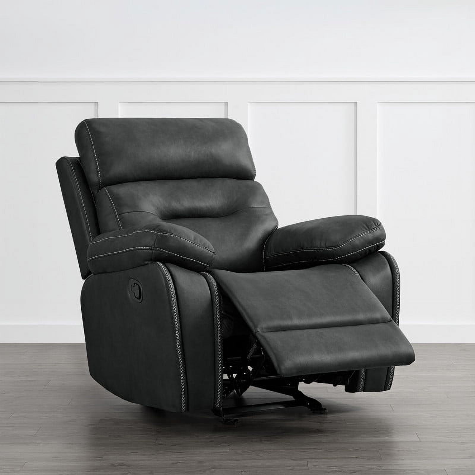 CHITA Manual Rocker Recliner Chair with Adjustable Headrest Sofa Recliner Chairfor Living Room Faux Leather Home Theater Seating,Black