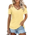 thumbnail image 2 of Ltctricy Women's Cold Shoulder Tops V Neck Spaghetti Strap Short Sleeve Eyelet Embroidered T Shirts Casual Tunic Blouses, 2 of 6