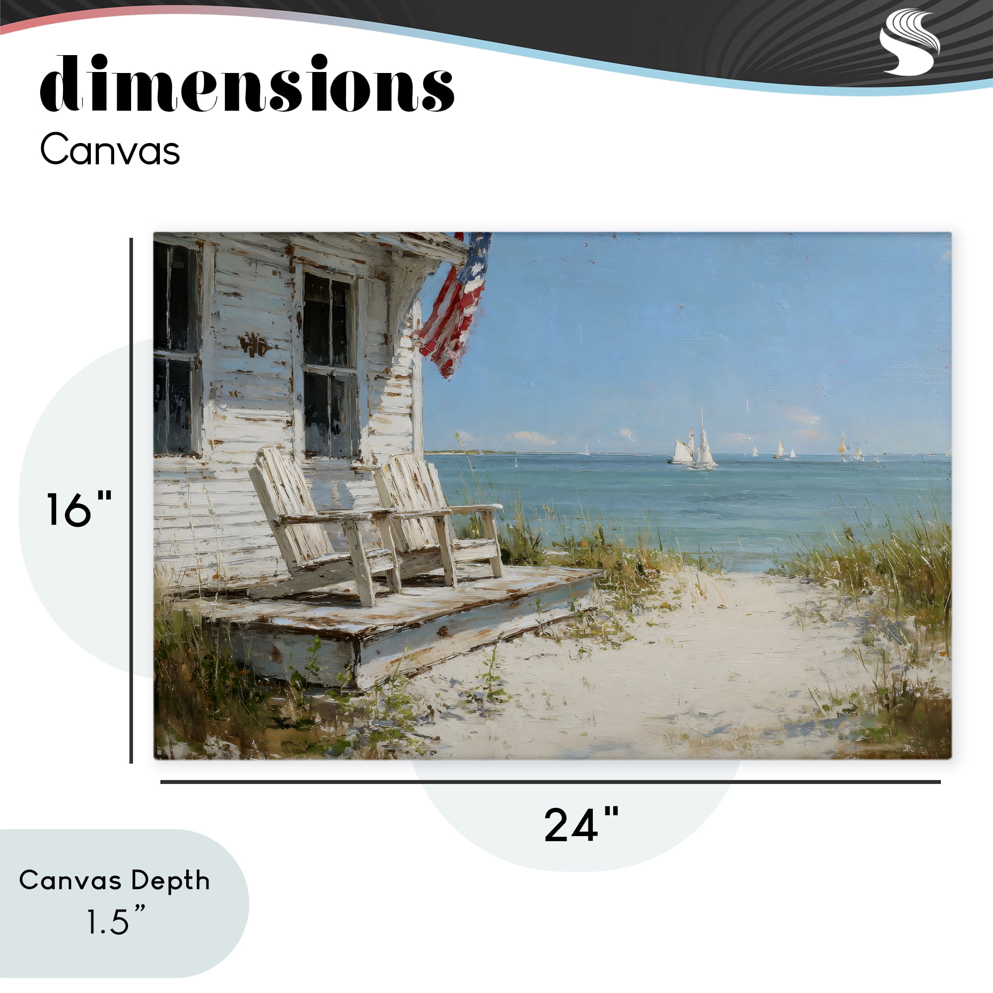 Stupell Industries By The Ocean Cottage Retreat Canvas Wall Art, design by Petal Prints Design