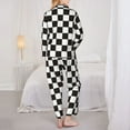 thumbnail image 5 of Bingfone Womens Pajama Sets Black And White Checkerboard Print,Long Sleeve Loungewear Pajamas Set-X-Large, 5 of 9
