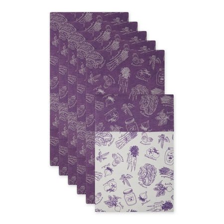 EGGPLANT MARKET PRINT FRIDGE LINER SET/6