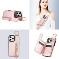 thumbnail image 5 of TECH CIRCLE for iPhone 16 Pro Max Zipper Pocket Case with Card Holder & Finger Ring, PU Leather Wallet Case Card Slot Magnetic Closure Kickstand Shockproof Protective Women Men Cover,Rosegold, 5 of 8