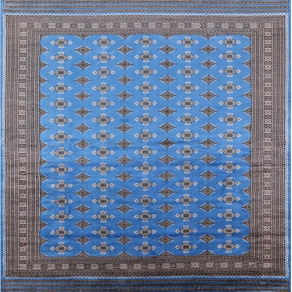 Ahgly Company Machine Washable Indoor Square Industrial Modern Iceberg Blue Area Rugs, 4' Square