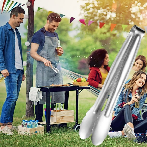 Pinzas para Alimentos, Pinzas de Servicio de Acero Inoxidable, Pinzas de Cocina con Clip de Bloqueo, Bordes Dentados, 15.3cm para Barbacoa, Cocina, Parrilla