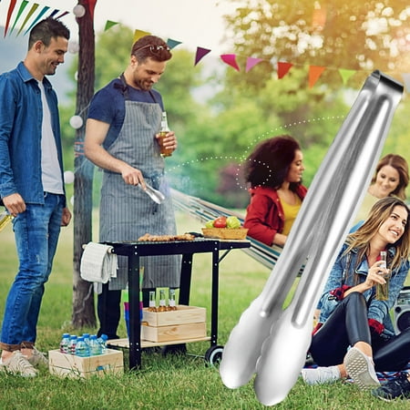 XiYing Kitchen Tongs Stainless Steel Grill Tongs with Scallop Shaped Non Slip Tip for Bbq Camping and Daily Food Handling 6 Inch