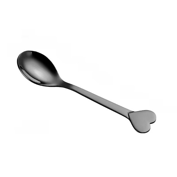 1 pieza, cuchara de amor de acero inoxidable, cuchara de café, pastel, postre, cuchara de fruta con mango corto