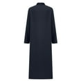 thumbnail image 4 of VSSSJ Casual Dresses for Women Long Sleeve Turndown Collar Solid Color Button Down Loose Comfy Flowy Maxi Shirt Dress with Pockets Navy XL, 4 of 6