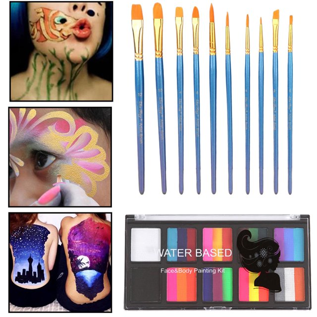 de Pintura Profesional 10 Pinceles Party Halloween Art Hugo Pintura corporal