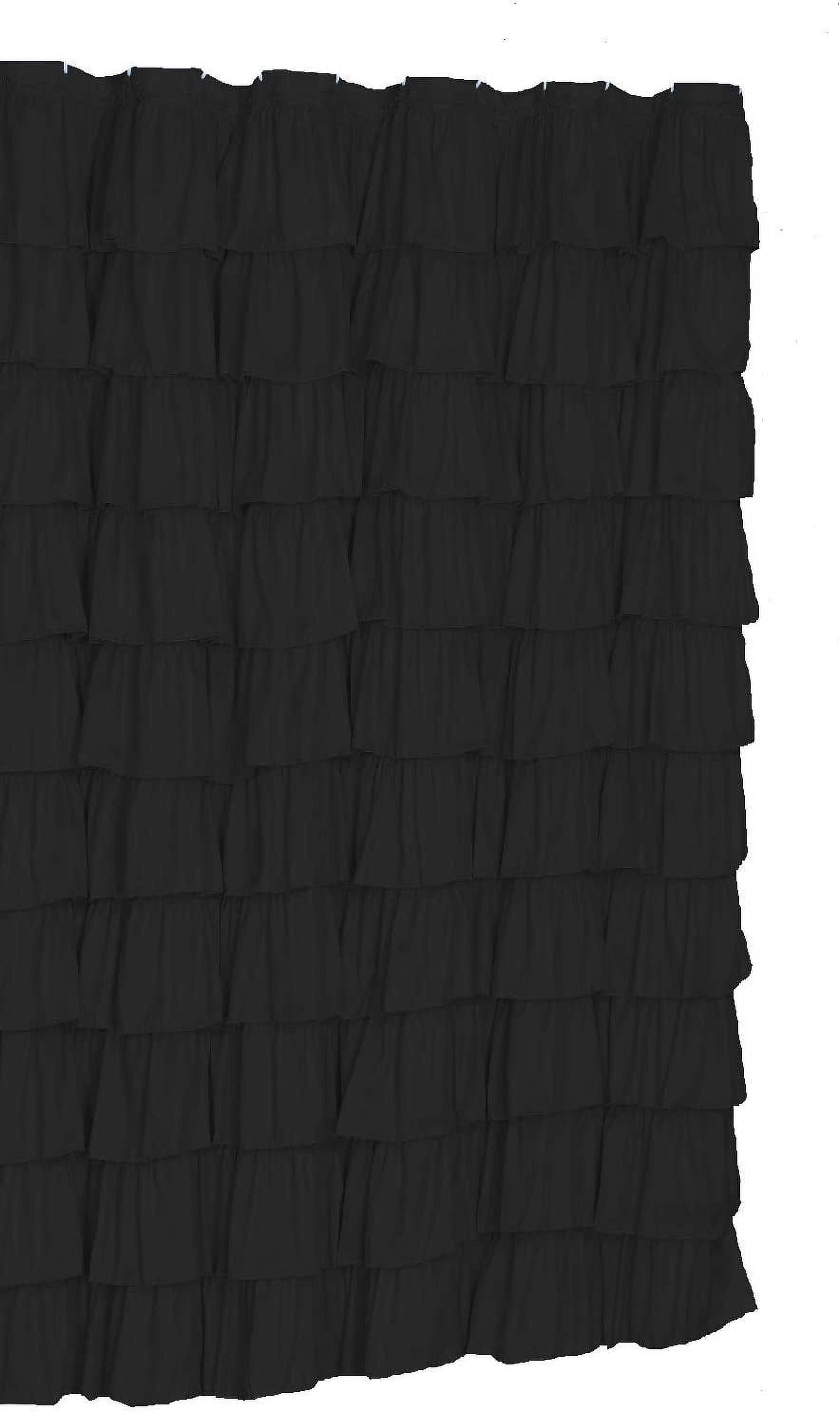 Ruffled Black Fabric Shower Curtain
