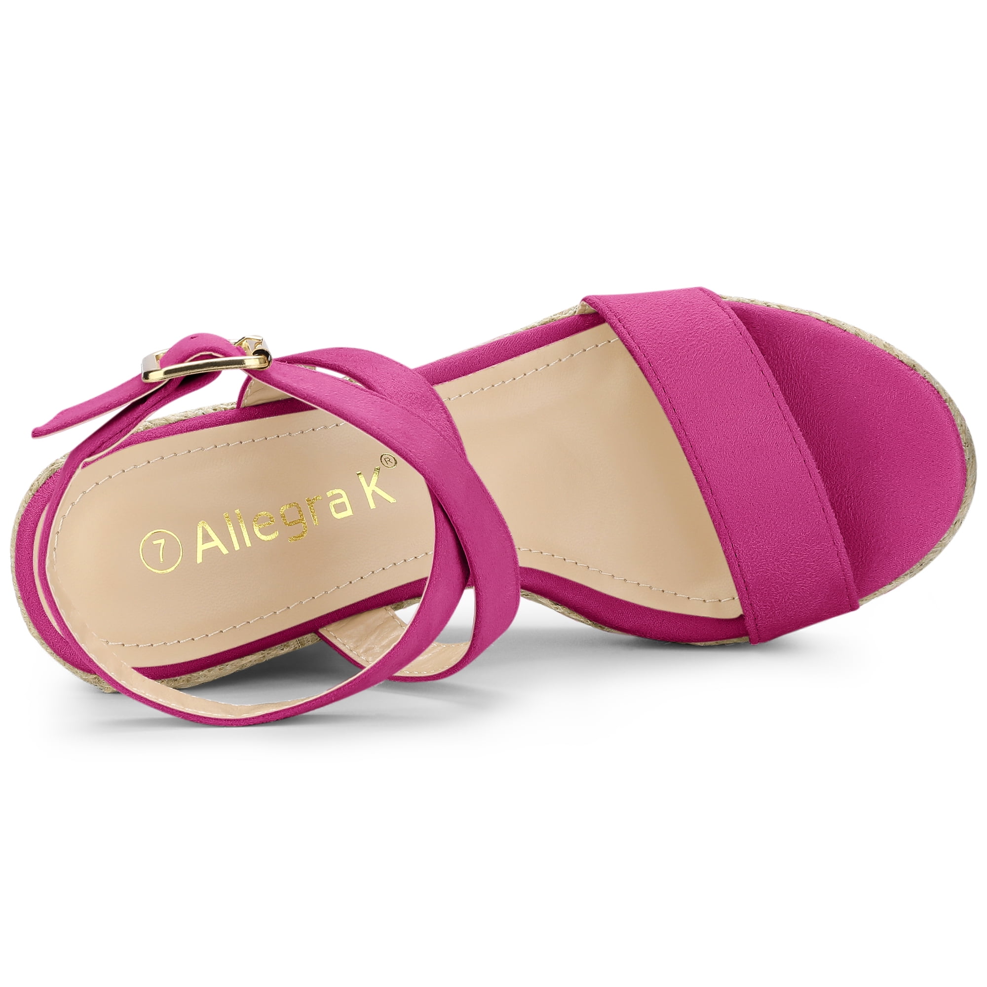 DARING DIVA Women's Slingback Crisscross Wedges Heel Espadrille Sandals Hot Pink 7.5