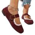thumbnail image 5 of YOUYEDIAN Mary Jane Shoes Women Versatile Slip On Square Toe Comfy Low Heel Flats Lace Deco Casual Fashion Dress Shoes, 5 of 5
