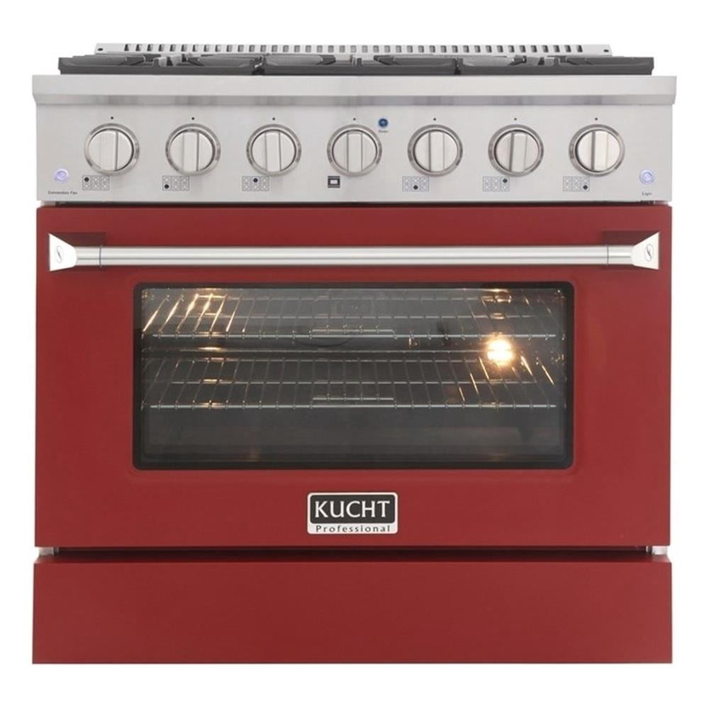 Pemberly Row 36" 5.2 cu. ft Dual Fuel Range Propane Gas Sealed Burners in Red