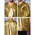 thumbnail image 6 of INSPIRE CHIC Men's T-Shirts Round Neck Long Sleeve Shiny Top XL Golden, 6 of 7