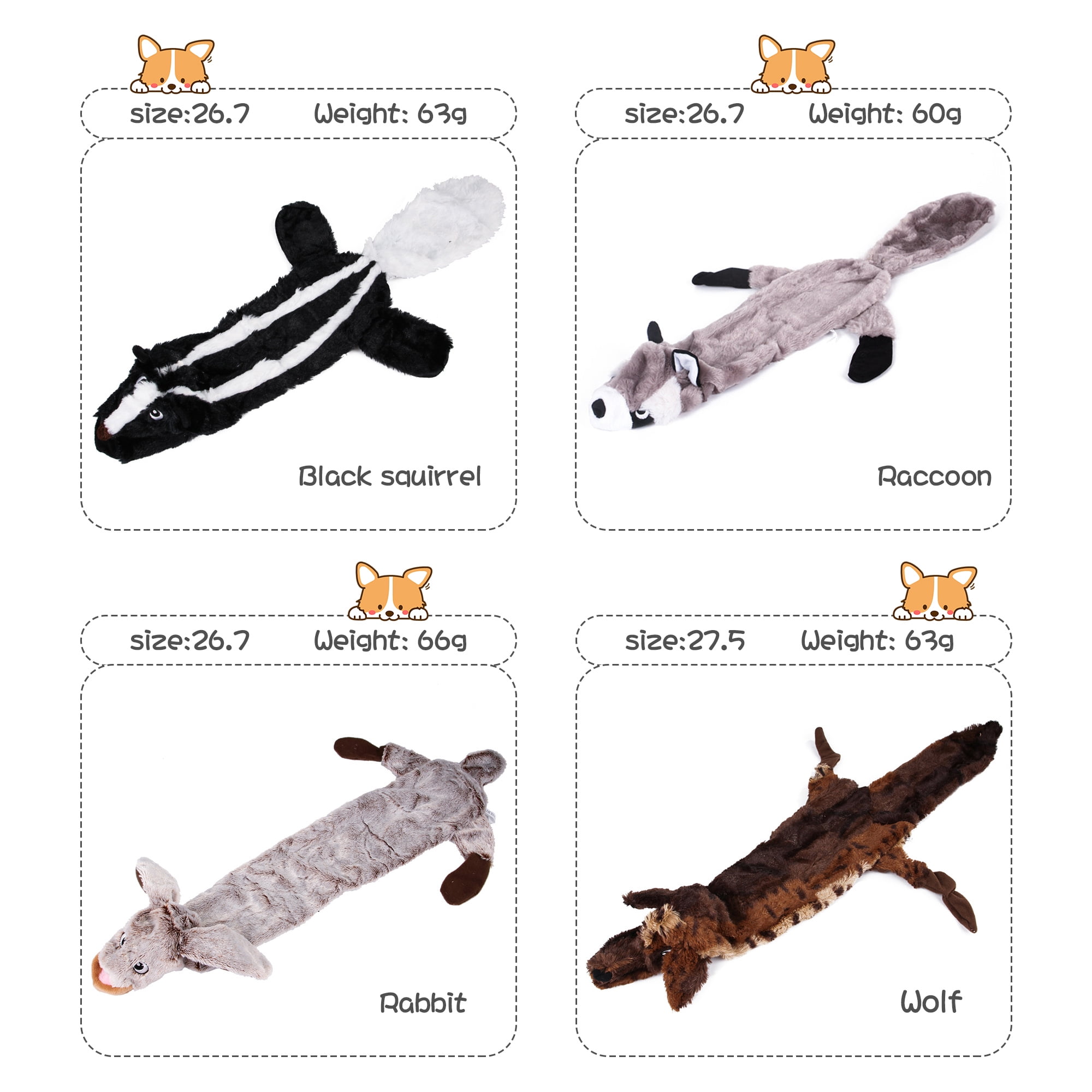 Kepooman Dog Squeaky Toys for Teething Chewing and Playtime, No Stuffing Plush Animal Dog Toy for Small Medium Large Dog Pets, Single, Skunk Kepooman Dog Squeaky Toys for Teething Chewing and Playtime, No Stuffing Plush Animal Dog Toy for Small Medium Large Dog Pets, Single, Skunk