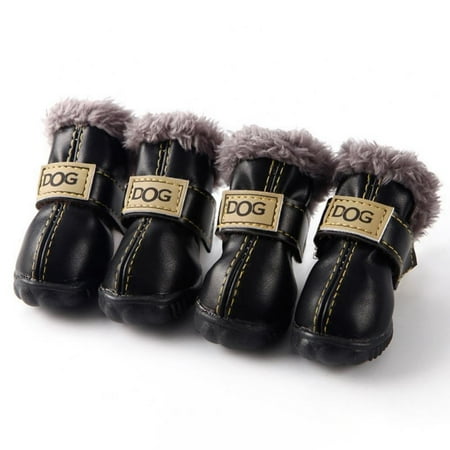 Warm Winter Little Pet Dog Boots Soft Anti-Slip Sole Paw Protectors Small Puppy Shoes 4PCS