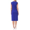 thumbnail image 3 of Cap Sleeve Work Dress for Women's Summer Midi Round Neck Casual Split Hem Dresses L Royal Blue, 3 of 6