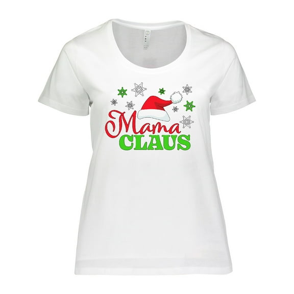 Inktastic Mama Claus with Christmas Santa Hat and Snowflakes Women's Plus Size T-Shirt