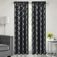 thumbnail image 2 of Woven Trends 2-Pack Double Layer Light Filtering Curtains, Moroccan Trellis and Modern Lattice Curtains for Living Room and Bedroom, Rod Pocket Panel Set of Two, 52" x 84", Black, 2 of 7