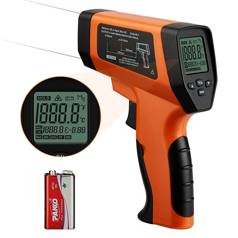 KIZEN Infrared Thermometer Gun - LaserPro LP300 Digital Temperature Laser  for Cooking - Orange