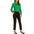thumbnail image 2 of INSPIRE CHIC Women's Elegant Bow Tie Neck Blouse Long Sleeve Work Chiffon Shirt S Green, 2 of 6