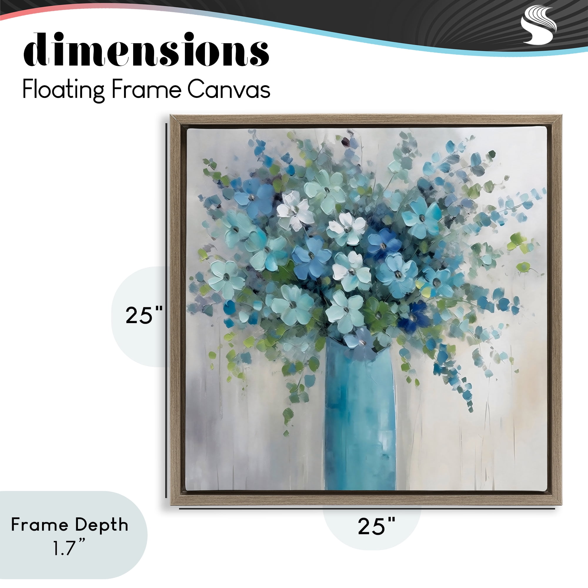 Stupell Industries Indigo Bouquet in Blue Vase Brown Framed Floater Canvas Wall Art, design by Creative Studio
