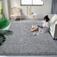 thumbnail image 2 of Arogan Fluffy Shaggy Rugs, 4x6 Feet Grey Plush Rugs for Girls Bedroom, Soft Kids Room Carpets, Bedside Rug, Upgrade Non-Slip Rugs for Children Nursery Dorm Home Decor, Grey, 2 of 6