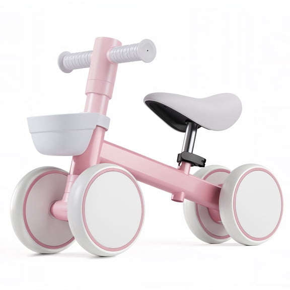 Wisairt Toddler Balance Bike Ride-On Toy, Stable 4-Wheel No-Pedal Toddler Bike for Baby Ages 10-36 Months, Pink