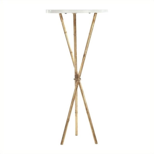 Safavieh Wayne Table d'Appoint en Marbre Blanc et Or