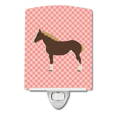 

Caroline s Treasures BB7906CNL Percheron Horse Pink Check Ceramic Night Light 6x4x3 multicolor