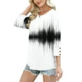 thumbnail image 4 of Dasayo Ladies Tops and Blouses Summer 3/4 Sleeve White Crewneck Buttons Graphic Prints T-Shirt Blouses for Women S, 4 of 7