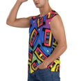 thumbnail image 3 of Honeii Vintage Audio Cassettes Print Men's Sleeveless Muscle Shirts, Breathable & Quick-Dry Gym Shirt, Athletic Tank Top for Running, Fitness, and Outdoor Activities-3X-Large, 3 of 7