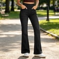 thumbnail image 3 of Flare Jeans for Women Solid Color Stretch Denim Flared Pants Elastic Waistband Multi Pocket Styling Casual High Rise Slimming Straight Denim Pants, 3 of 9