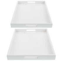 FRCOLOR Serving Tray With Handles Wood Bathroom Vanity Organizer Perfume Container For Coffee Appetizer Breakfast Kitchen Countertop Makeup Drawer Organizer Bread Tray