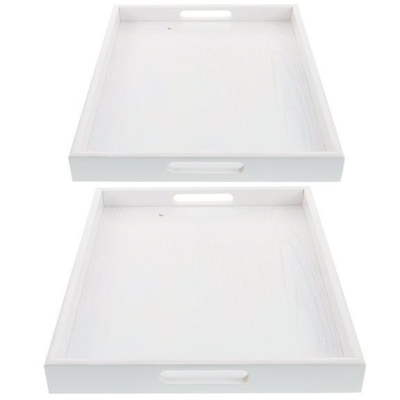 FRCOLOR Serving Tray With Handles Wood Bathroom Vanity Organizer Perfume Container For Coffee Appetizer Breakfast Kitchen Countertop Makeup Drawer Organizer Bread Tray