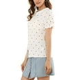 thumbnail image 4 of Allegra K Women's Peter Pan Collar Top Blouse Ruffle Puff Sleeve Stars Button Down Shirt, 4 of 6