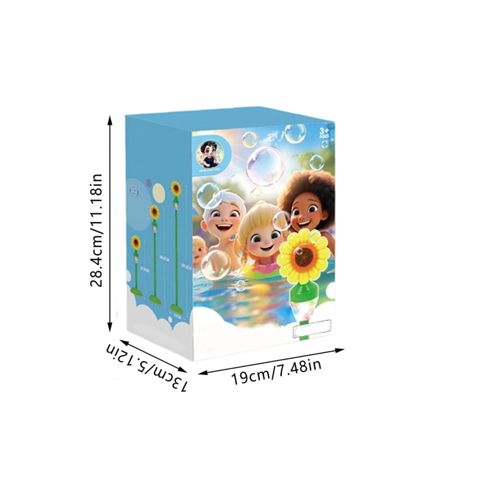 Yellow Sunflower Automatic Bubble Machine with Lights and Music, Electric Blower for Outdoor Camping Activities, Portable Party Bubble Maker Kit, Green