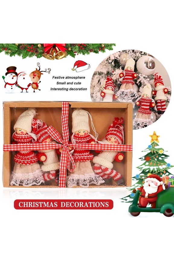 Christmas Tree Ornaments, 4 Pack Xmas Plush Hanging Ornaments Holiday Party Decor Festive Season Pendant - Boys and Girls Ornaments for Christmas Tree Decorations