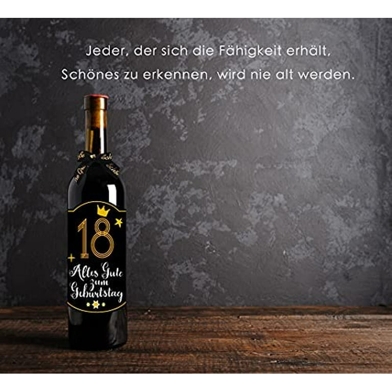 French 18th Birthday Bottle Label with Bow-knot - Happy Birthday 18 Wine Bottle Label- Happy Birthday 18-15 x 10.5 cm Personal Gift Party Decoration ...