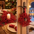 thumbnail image 4 of Christmas Wreath, Classic Festive Hanging Wreath with Realistic Artificial Pine Cones, Berries, and Olive Leaves, Made of Plastic, for Front Door, Living Room, and Garden, 4 of 5