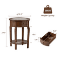thumbnail image 3 of COSIEST Rustic Solid Wood Mirrored Tabletop Brown Side Table with Drawer for Living Room, 3 of 7