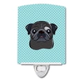 thumbnail image 1 of Carolines Treasures BB1201CNL Checkerboard Blue Black Pug Ceramic Night Light, 1 of 1