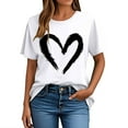 thumbnail image 2 of Posijego Valentines Day T-Shirt for Women Floral Heart Printed Short Sleeve Graphic Tees Spring Casual Summer Tunic Tops, 2 of 5
