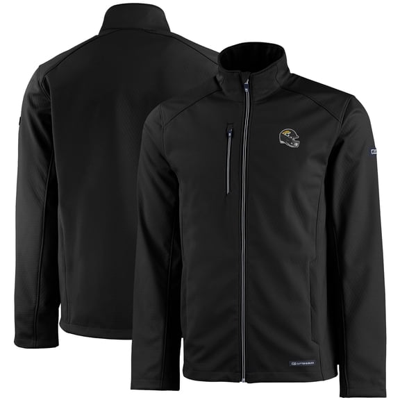 Men's Cutter & Buck Black Jacksonville Jaguars Evoke Eco Softshell Recycled Full-Zip Jacket