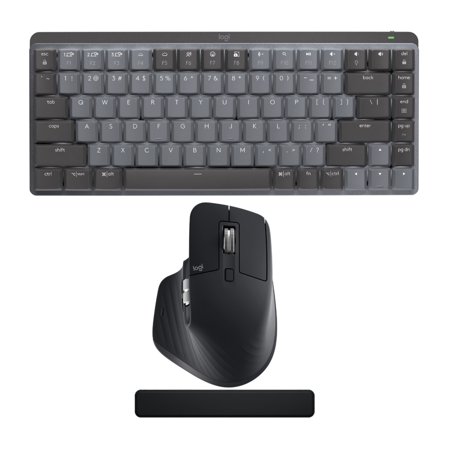UPC: 0196271690832 | Logitech MX Mechanical Mini Tactile Keyboard (Graphite) with Wireless Mouse (Black) and Palm Rest