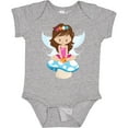 thumbnail image 3 of Inktastic Cute Fairy, Brown Hair, Fairy Sitting On Mushroom Girls Baby Bodysuit, 3 of 5