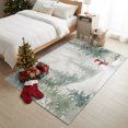 thumbnail image 5 of Winter Snowman Washable Area Rug 3 x 5 ft Rustic Evergreen Trees Misty Mountains Gray Soft Non‑Slip Rugs Stain Repellent Indoor Mats for Entry Foyer, Apartment Living Corner Dining Nook, 5 of 9