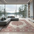 thumbnail image 2 of ODIKA 8'x10' Washable Area Rug Pink Symmetrical Vintage Decorative Faded Botanical Tug for Living Room, Under Sectional, Family , Durable, Non-Slip, 2 of 7